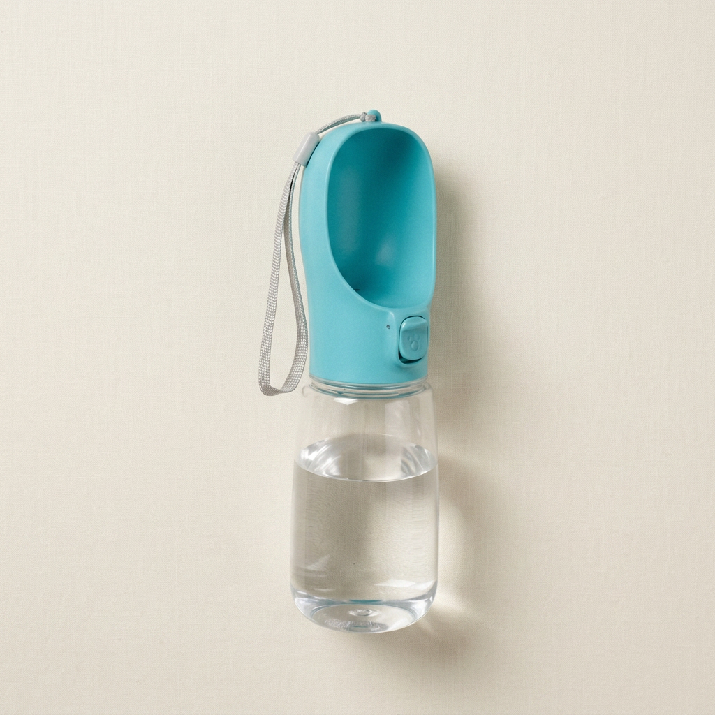 Collar and Crest portable dog water bottle on a plain brand background