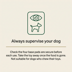 Safety card: trim your dog's nails first, check the four rubber foot pads, and stay in the room